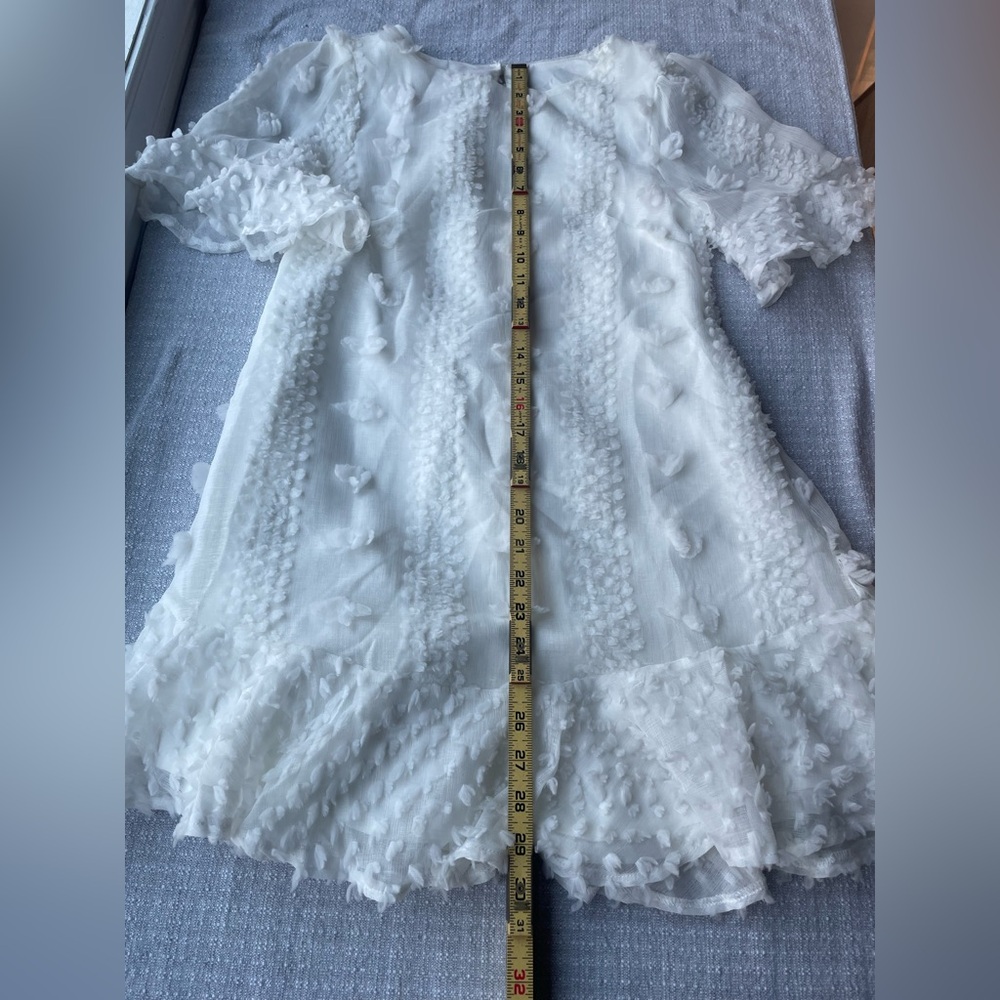 Cream Textured Ruffle Mini Dress - Picture 3 of 7